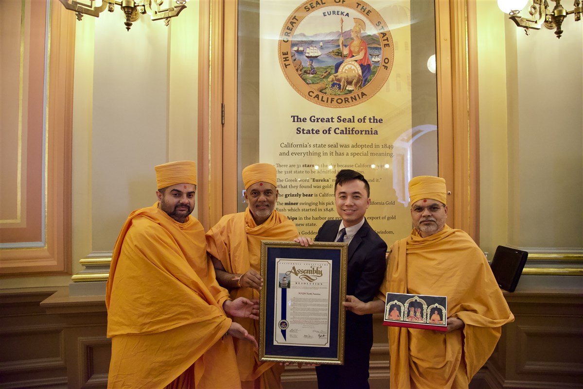 California State Assembly honors 50th anniversary of the first BAPS Mandir in North America