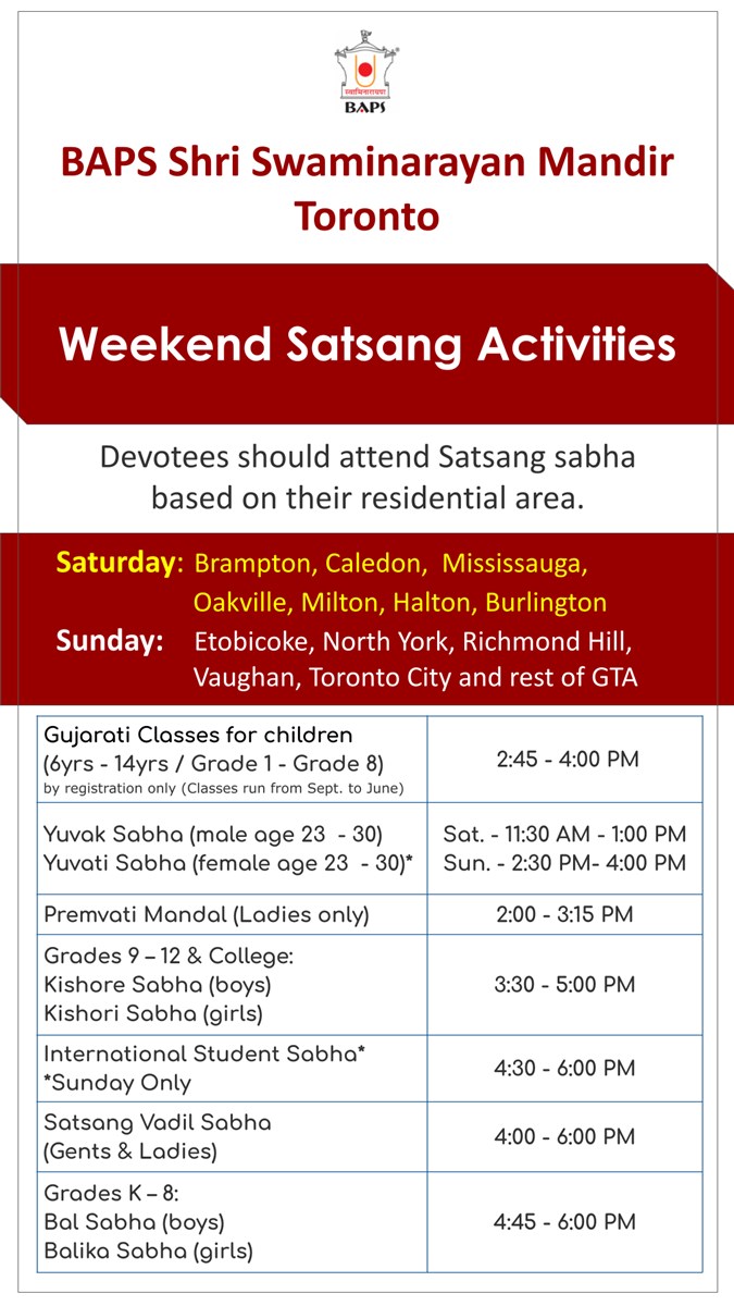 Weekend Satsang Activities 